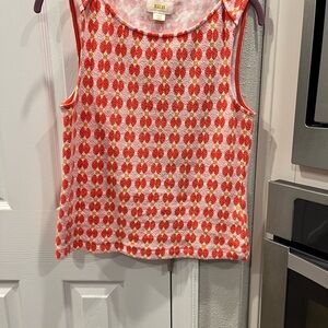 Orange and White Patterned Women's Top